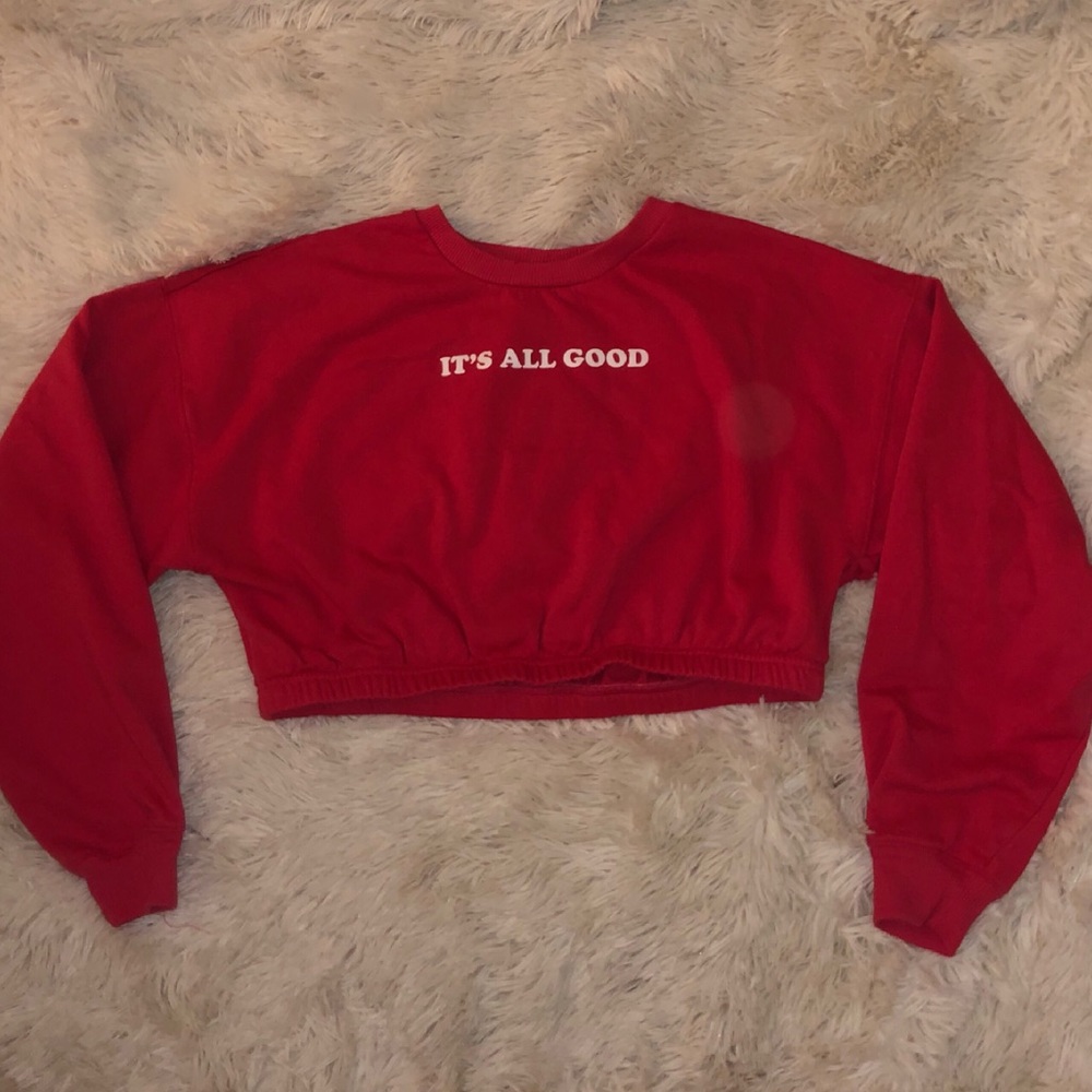ITS ALL GOOD scrunched sweater crop top